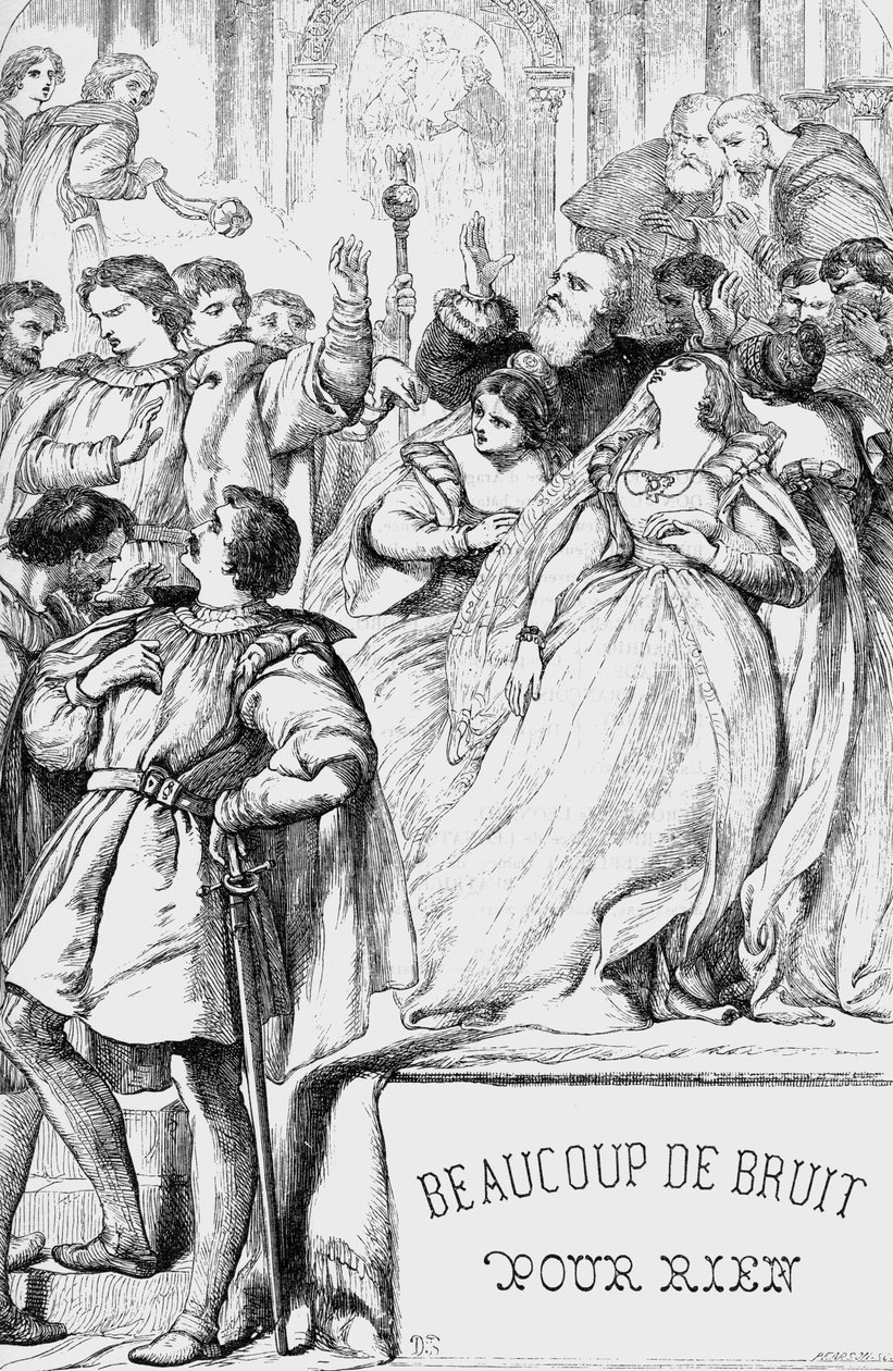Much Ado About Nothing - Illustration i "" Værker komplet af William Shakespeare"" 1866 - Illustrationerne og den generelle form for denne udgave er lånt fra Cassells illustrerede Shakespeare, udgivet i London af English School