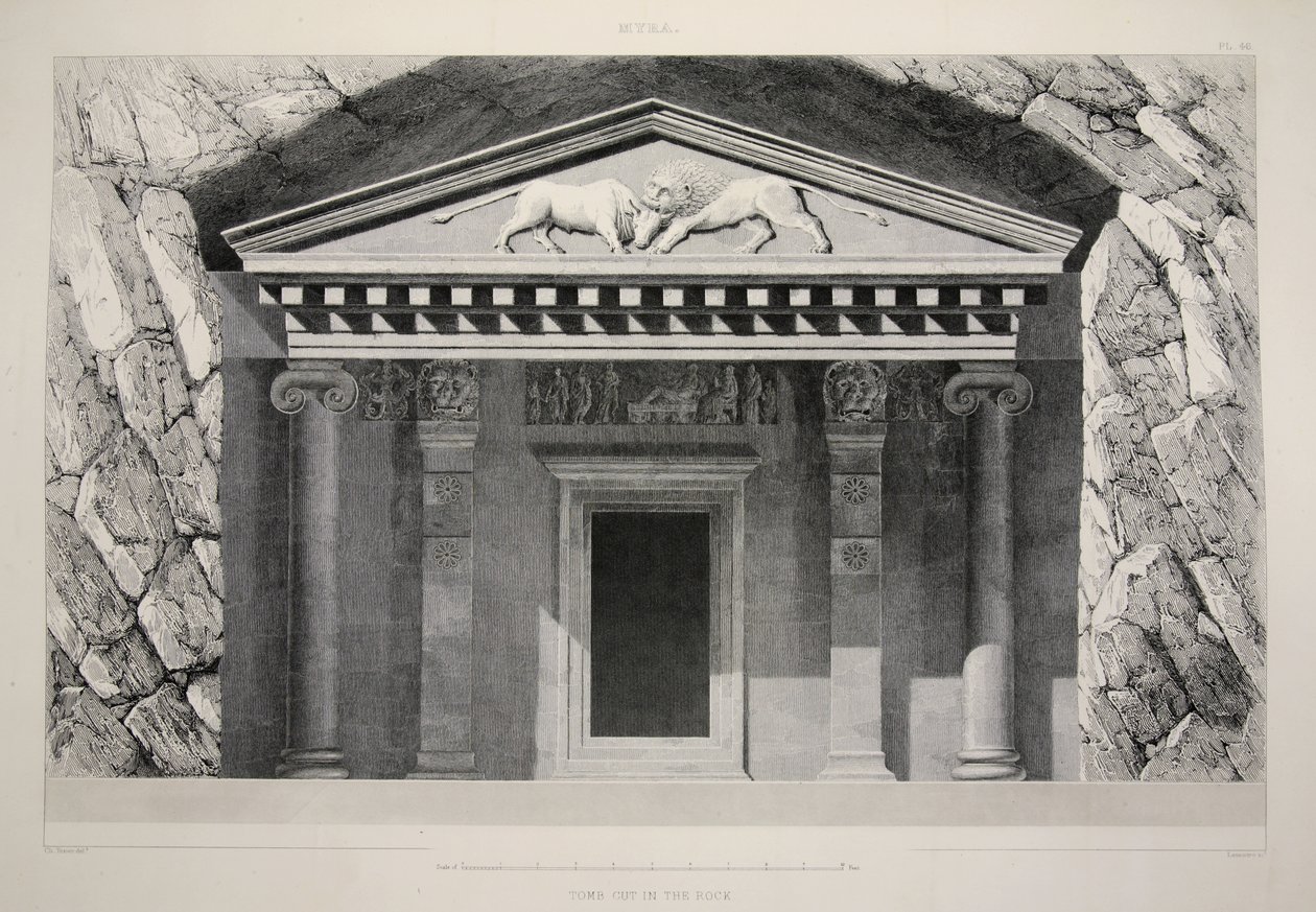 Myra - Tomb Cut in the Rock, fra The Principal Ruins of Asia Minor, pub. 1863 (litho) af English School