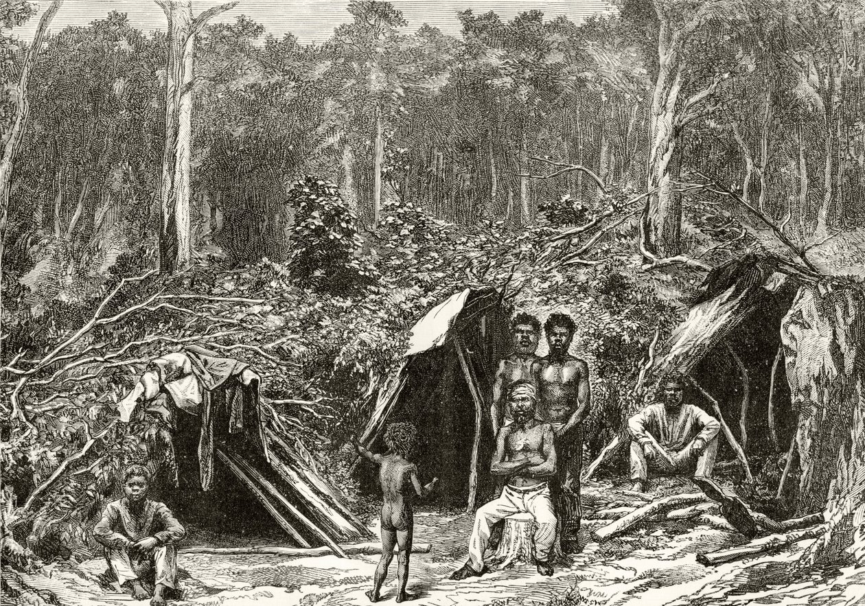 Native Aborigini Encampment, ca. 1880, fra 