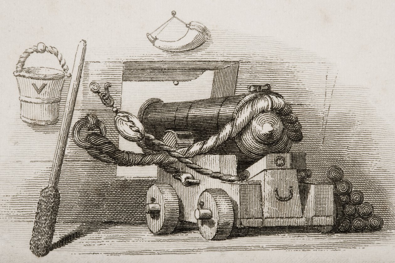 Naval Canon, illustration fra Englands Battles by Sea and Land af Lieut. oberst Williams af English School