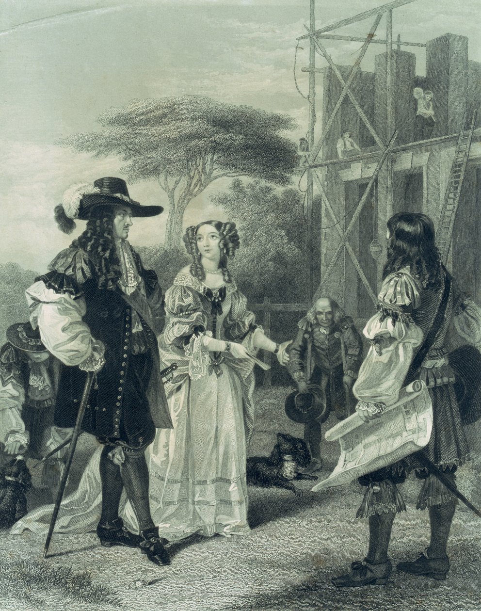 Nell Gwynn overtaler Charles II til at bygge et hospital, af English School