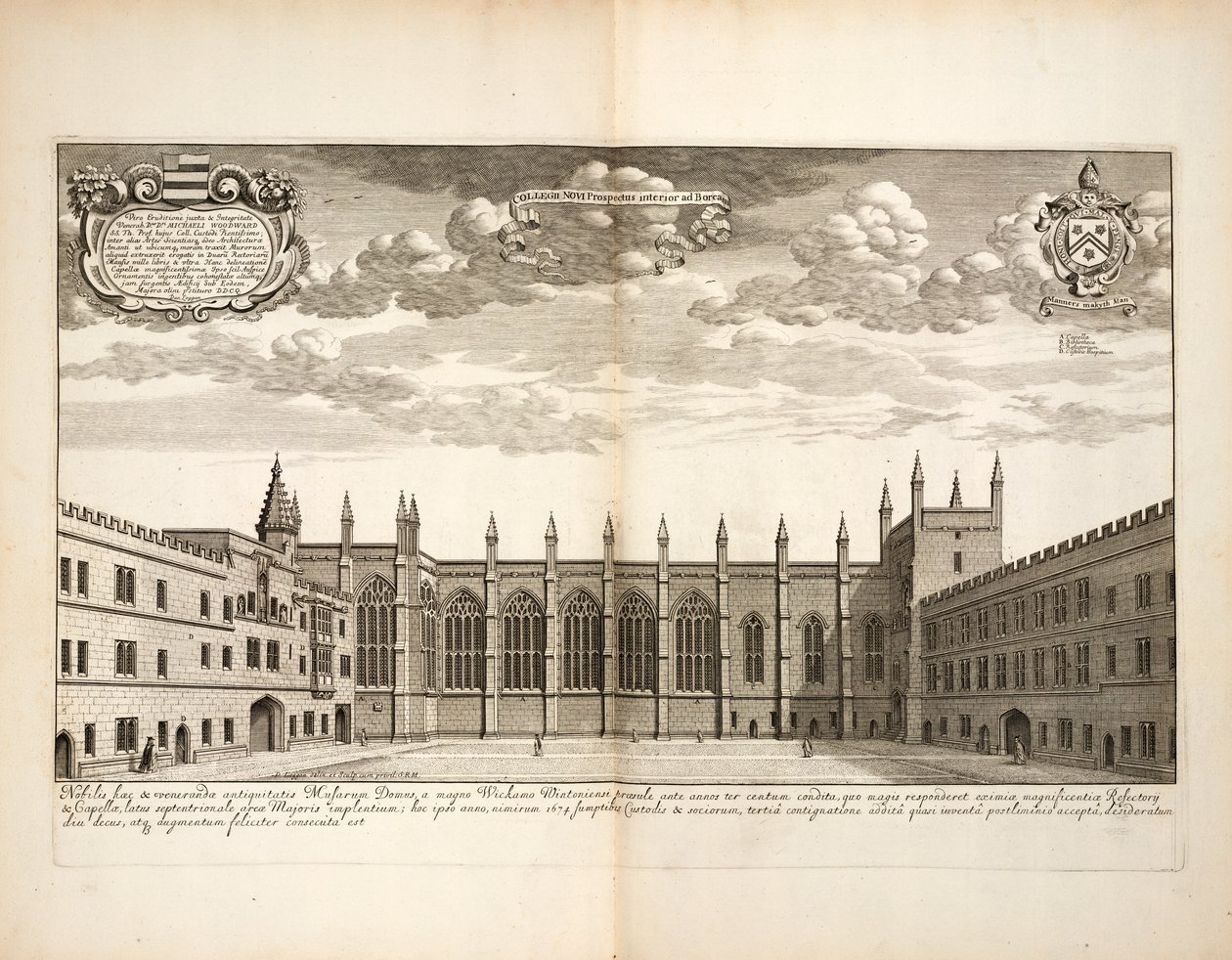 New College, plade 20 fra Oxonia Illustrata af David Loggon, Oxford 1675 af English School