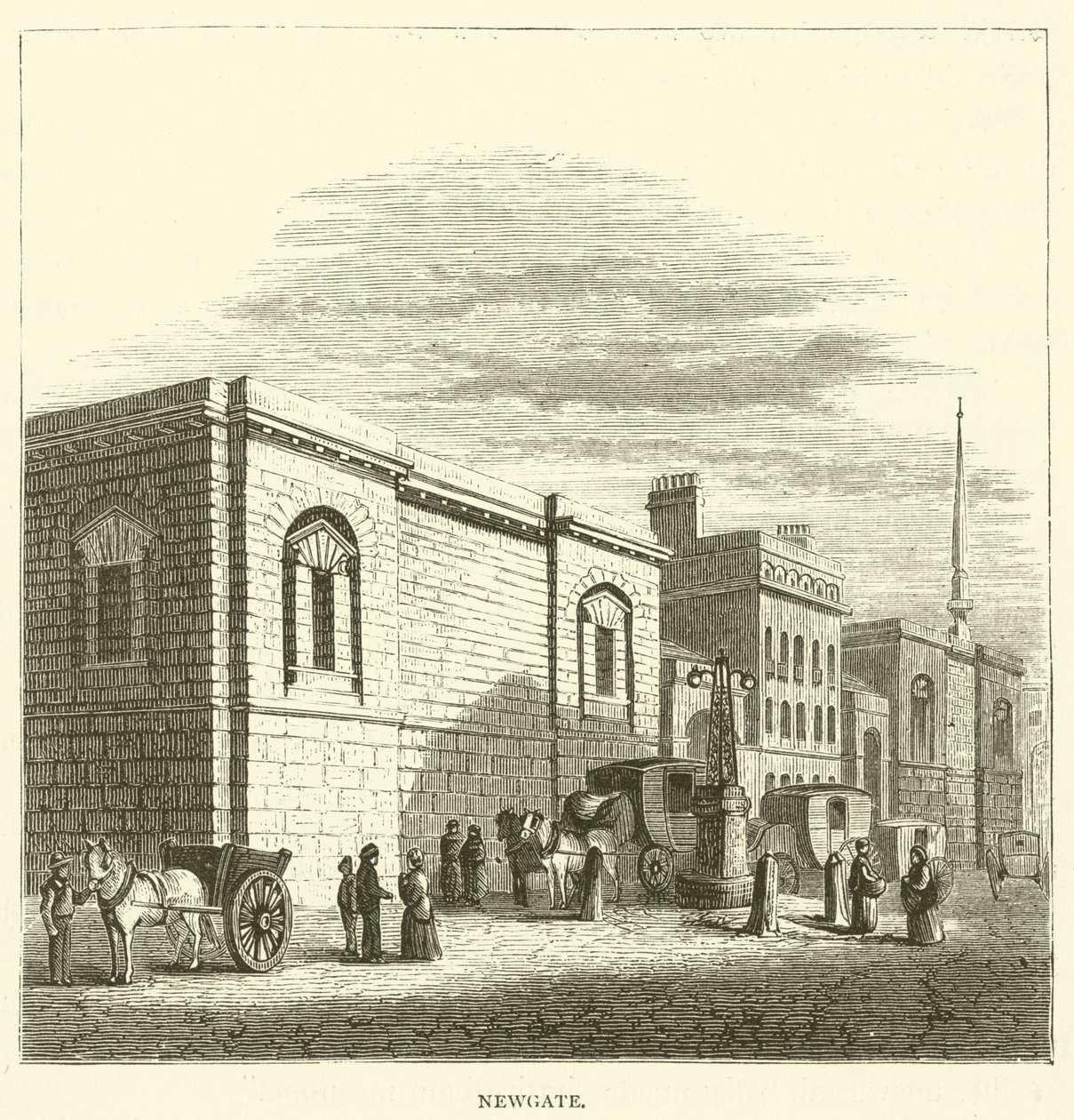 Newgate (kobberstik) af English School