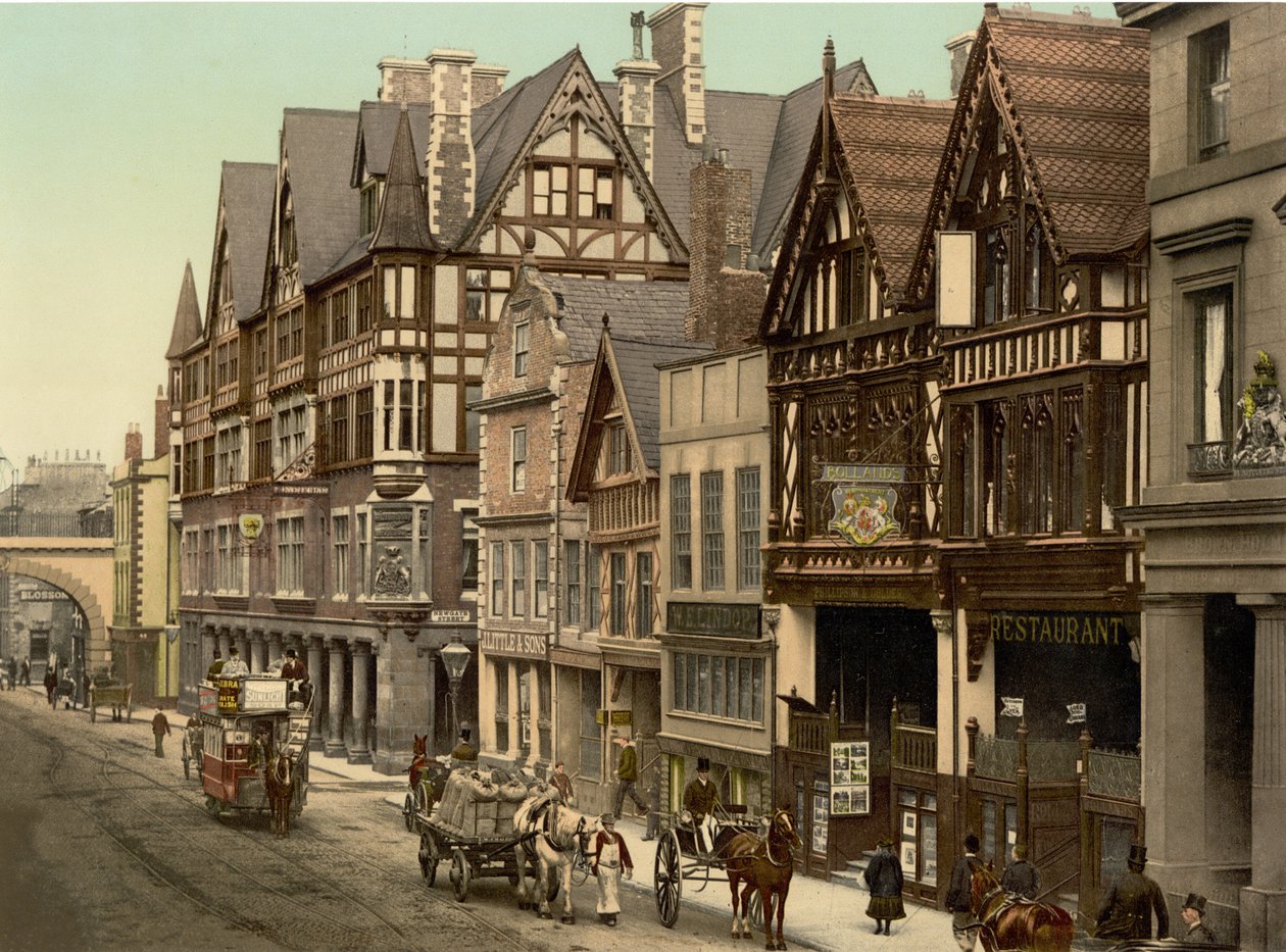 Newgate Street, Chester (håndfarvet foto) af English School
