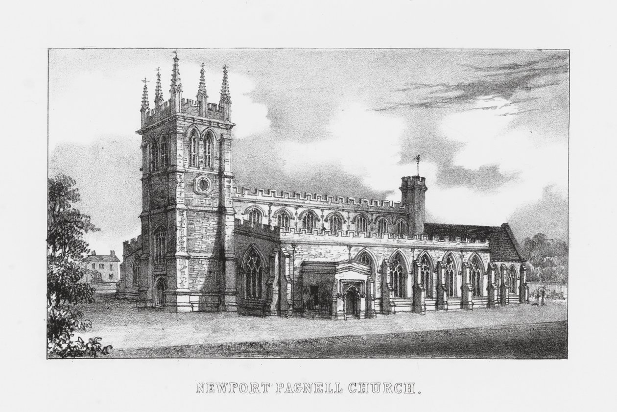 Newport Pagnell Church (gravering) af English School