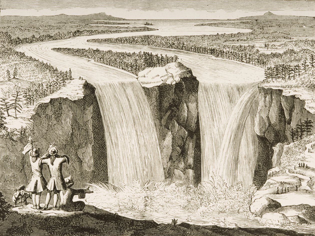 Niagara Falls, efter en skitse lavet af Fader Hennepin i 1677, fra 