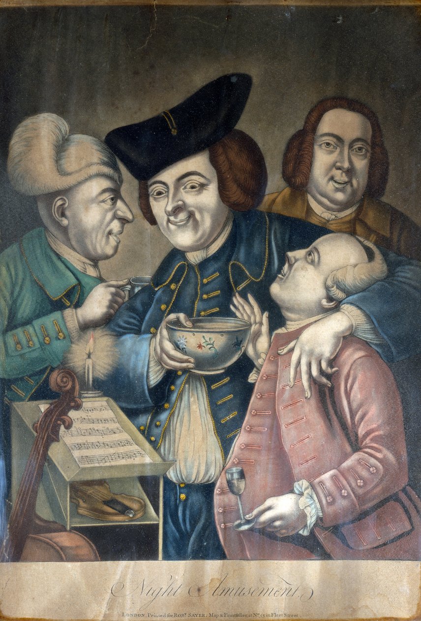Night Amusements, ca. 1770 (håndfarvet mezzotint) af English School