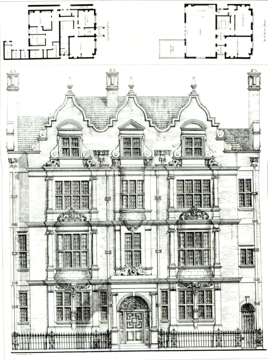 No.70 Ennismore Gardens, South Kensington, fra The Building News, 23. juli 1886 af English School