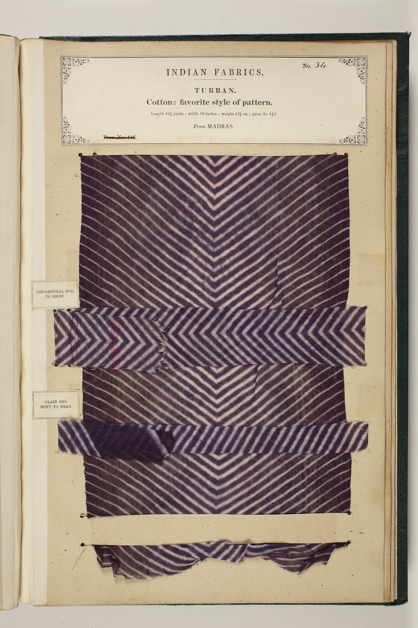 Nr. 34: Turban, Indian Fabrics, kompileret af John Forbes Watson af English School