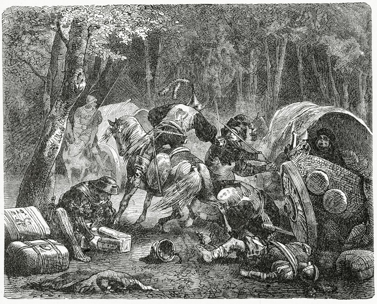 Adelsmænd plyndrer rejsende købmænd, 1882 af English School