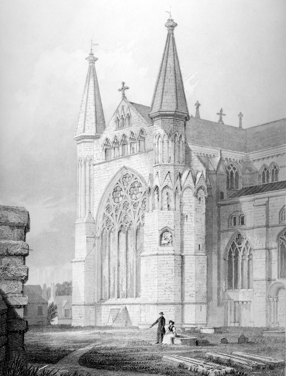 North End of Durham Cathedral, 1843 af English School