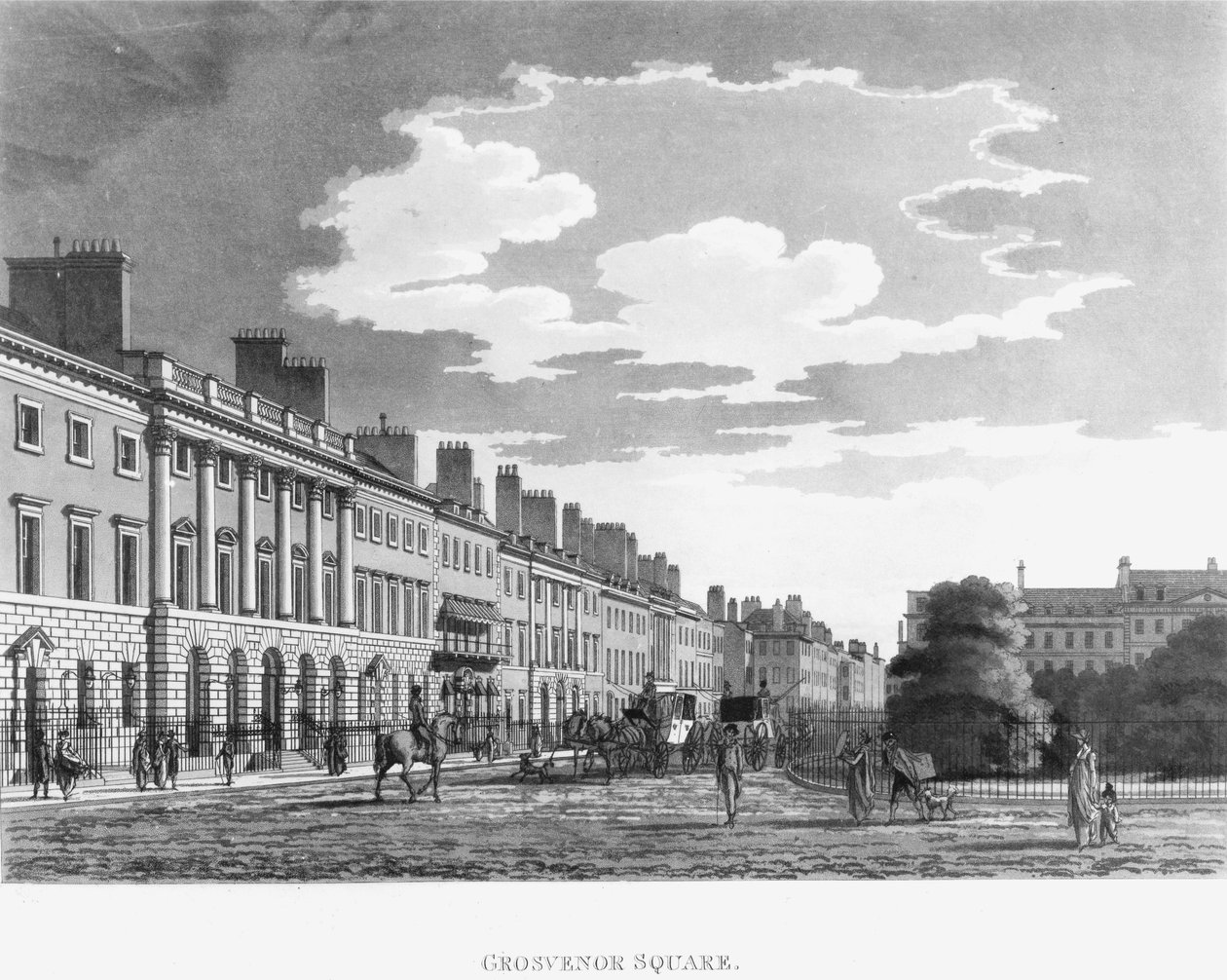 Nordsiden af Grosvenor Square, 1800 af English School