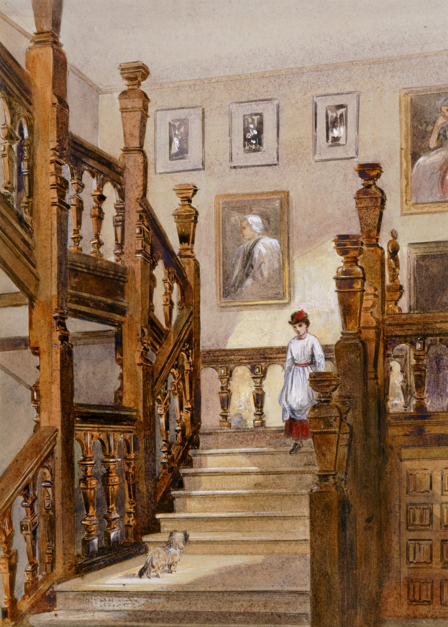 Nordtrappe, Audley End House, slutningen af det 19. århundrede (akvarel på papir) af English School