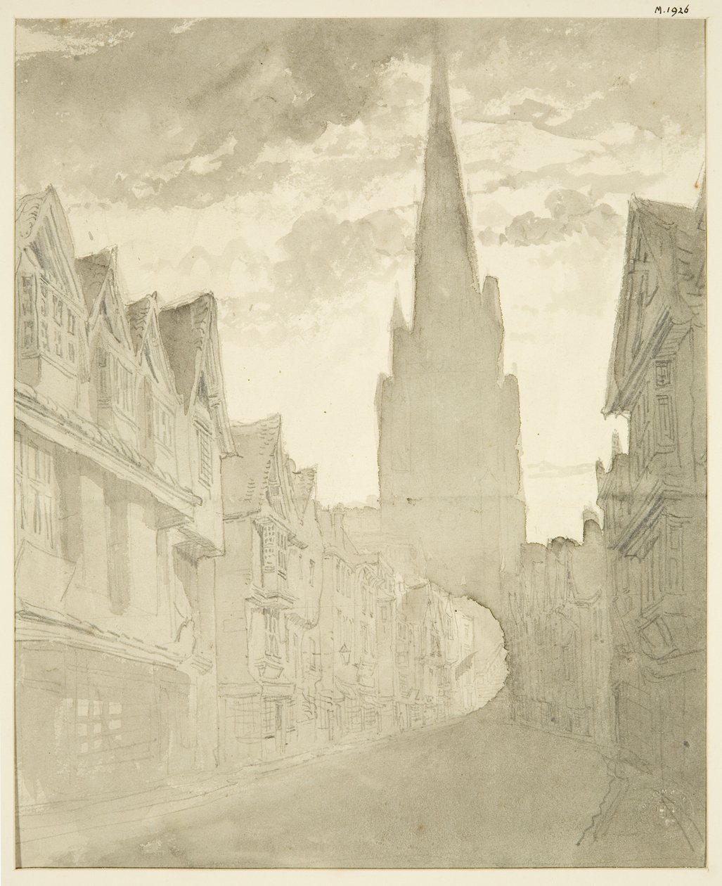 Nordlig udsigt over St Mary Redcliffe Church fra Redcliffe Street (blyant og akvarel på papir) af English School