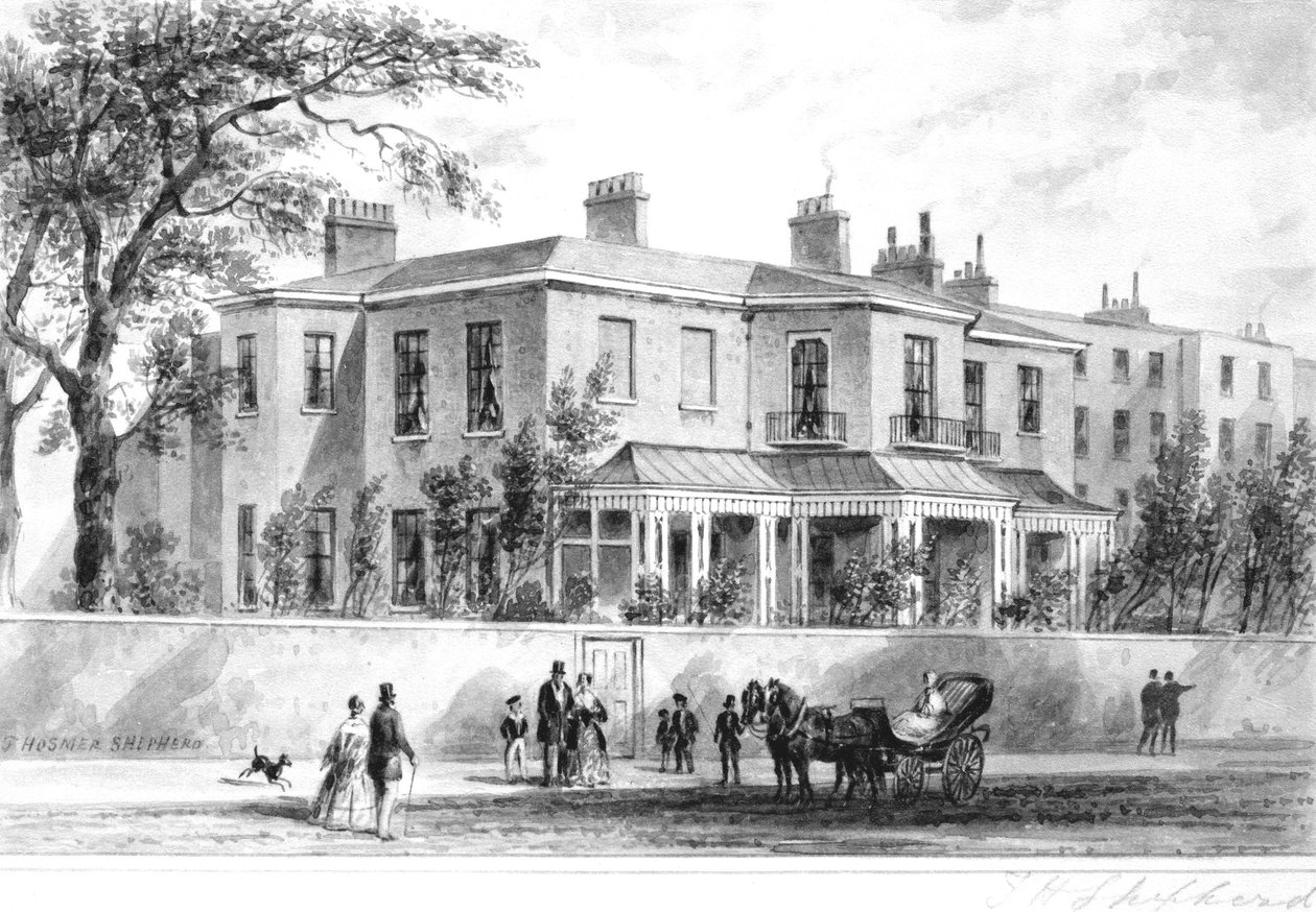 Nordvestudsigt over Camelford House, 1850 af English School