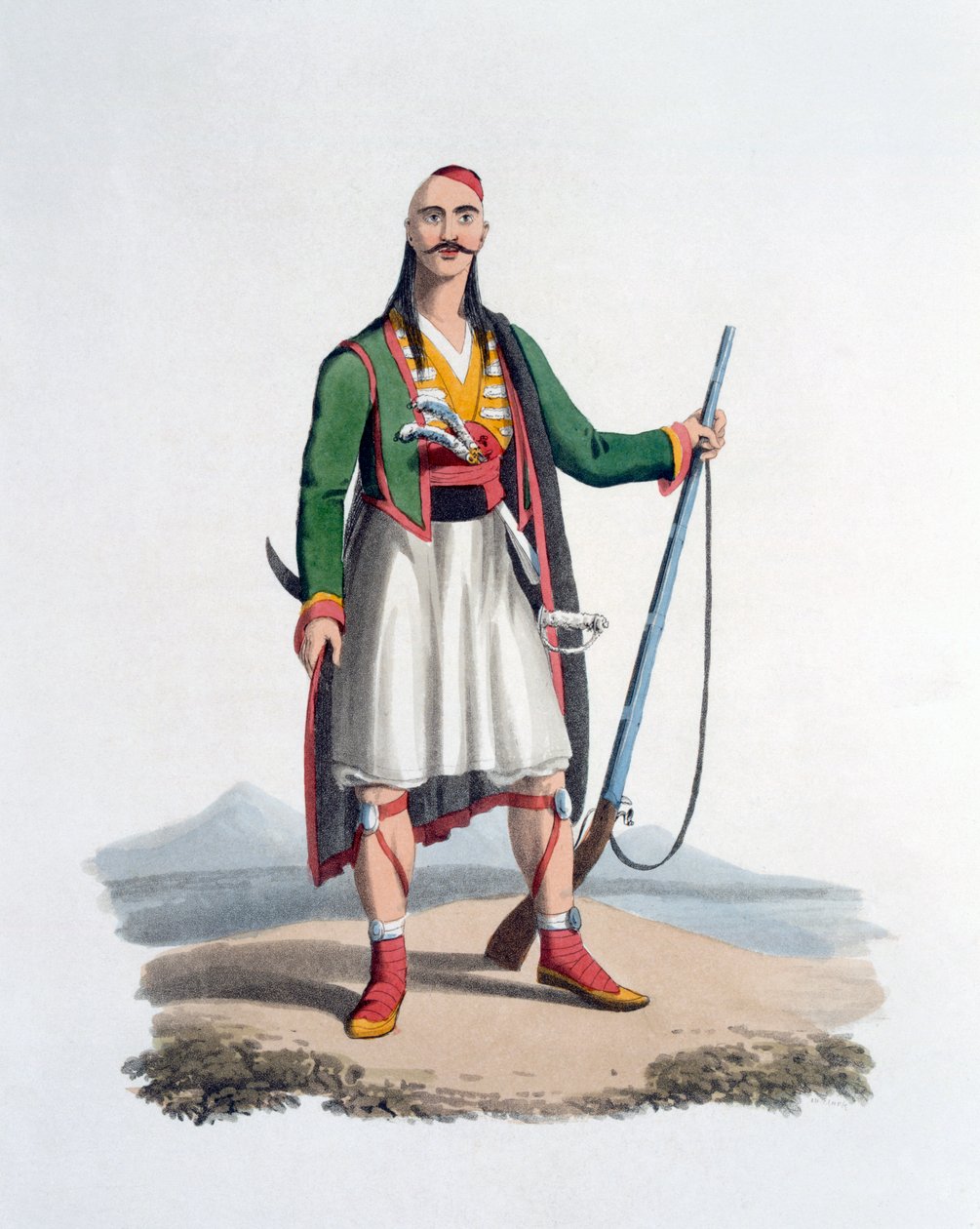 Officer of the Spahis, 1818 (farvet akvatint) af English School