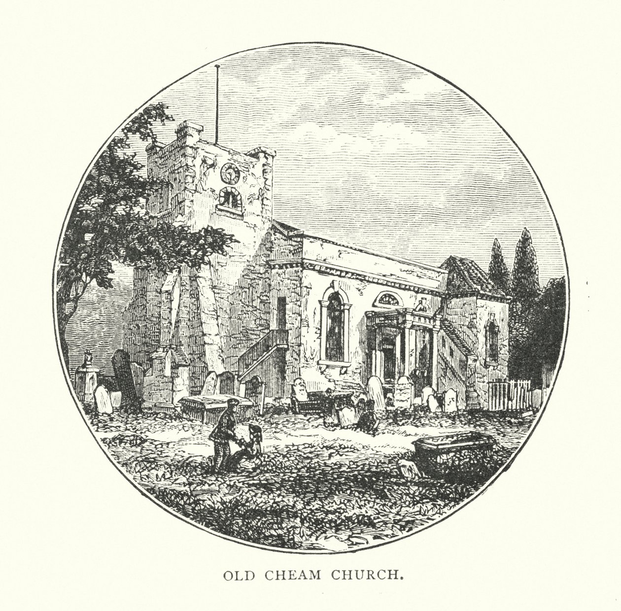 Old Cheam Church (gravering) af English School