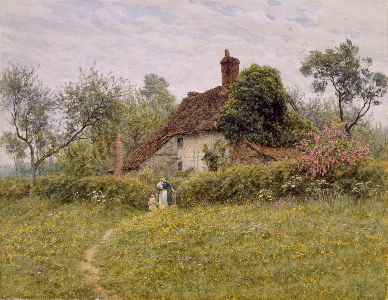Gamle hytter ved Pinner, 1895 af English School