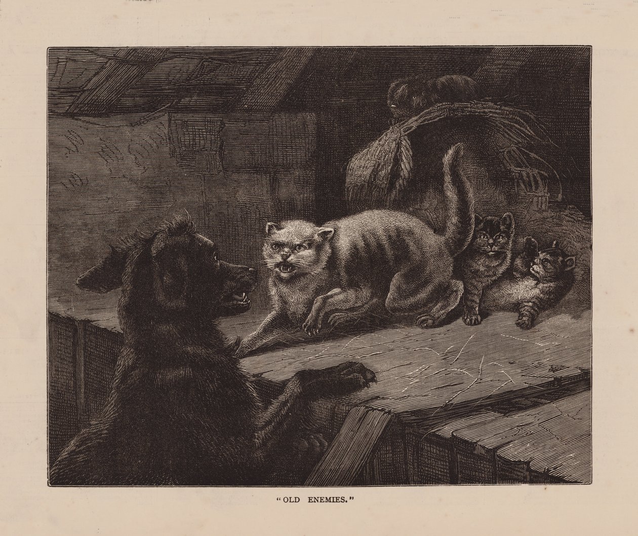 "Gamle fjender" (kobberstik) af English School