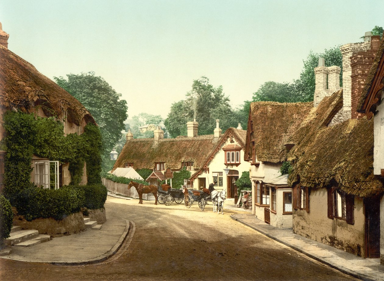 Old Village Shanklin (håndfarvet foto) af English School