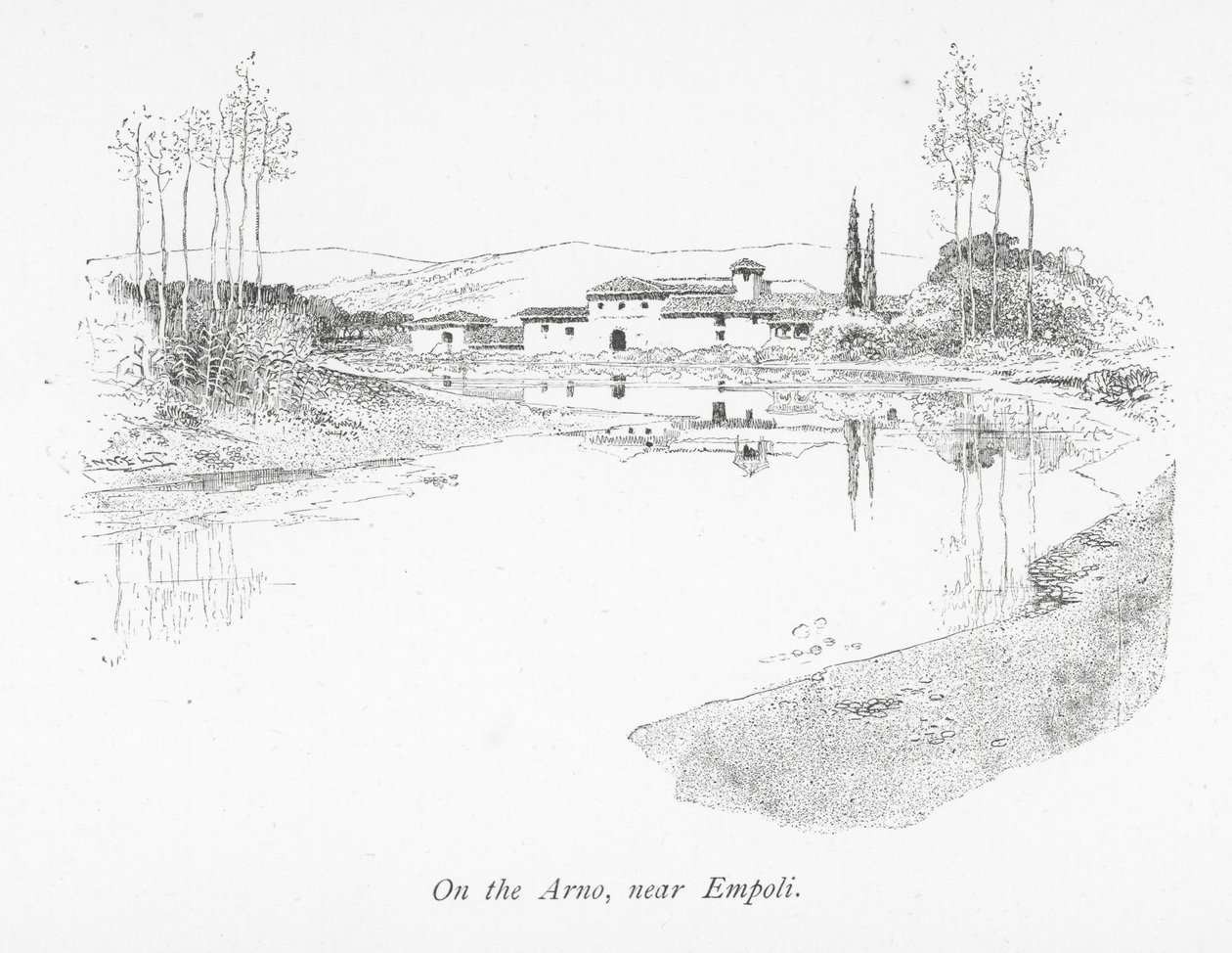 På Arno, nær Empoli (litografi) af English School