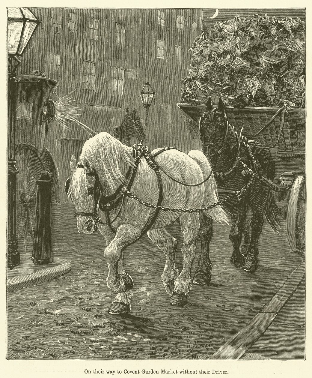 På vej til Covent Garden Market uden deres chauffør (gravering) af English School