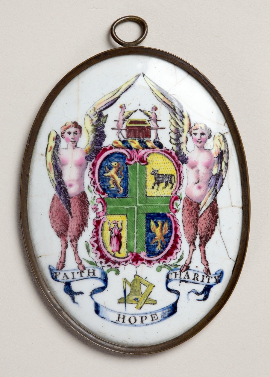 Oval plakette med frimurermærke (emalje) af English School