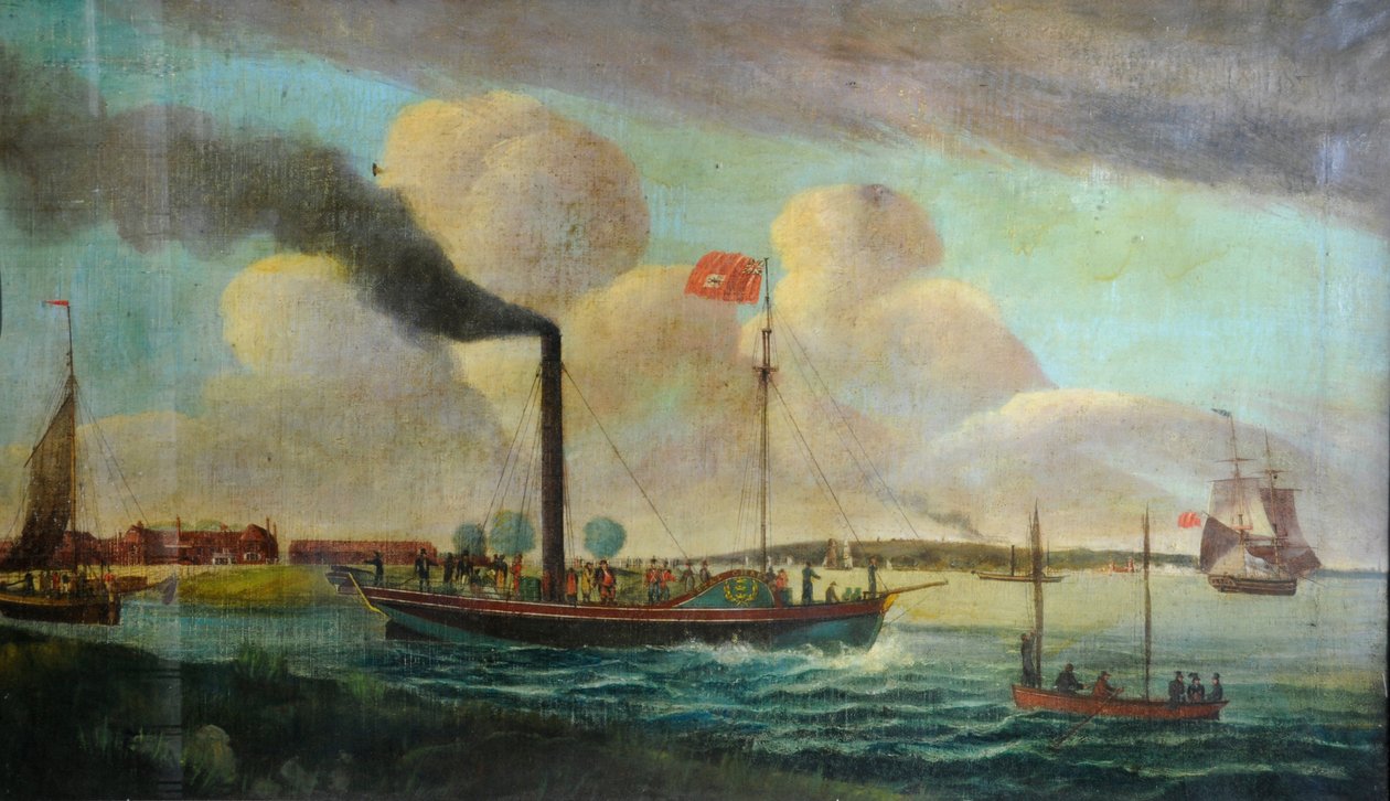 P.S. Royal Charter ved vandet i Barton, ca. 1850 (olie på lærred) af English School