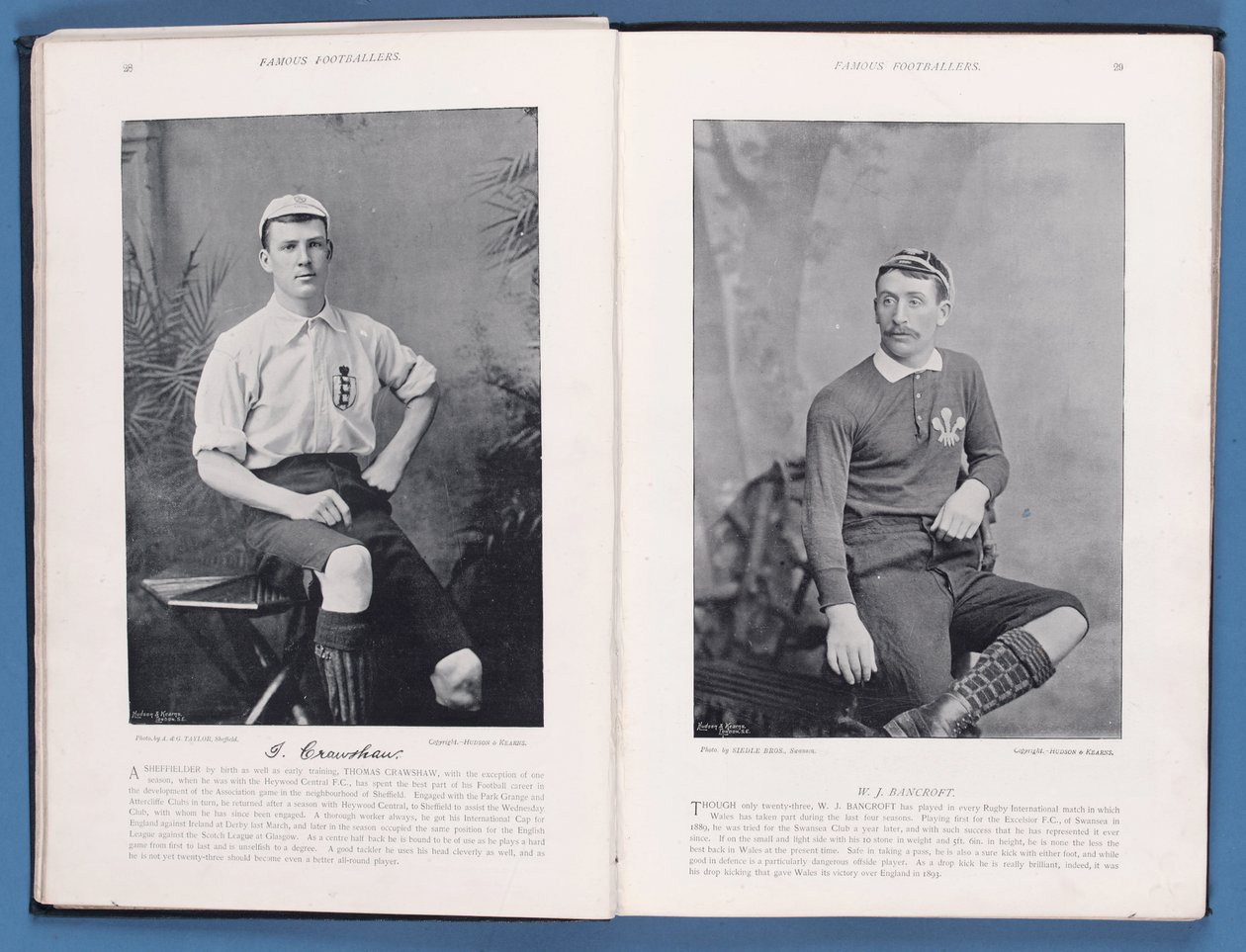 Side fra berømte fodboldspillere 1895-96, med Thomas Crawshaw og William Bancroft, 1896 af English School