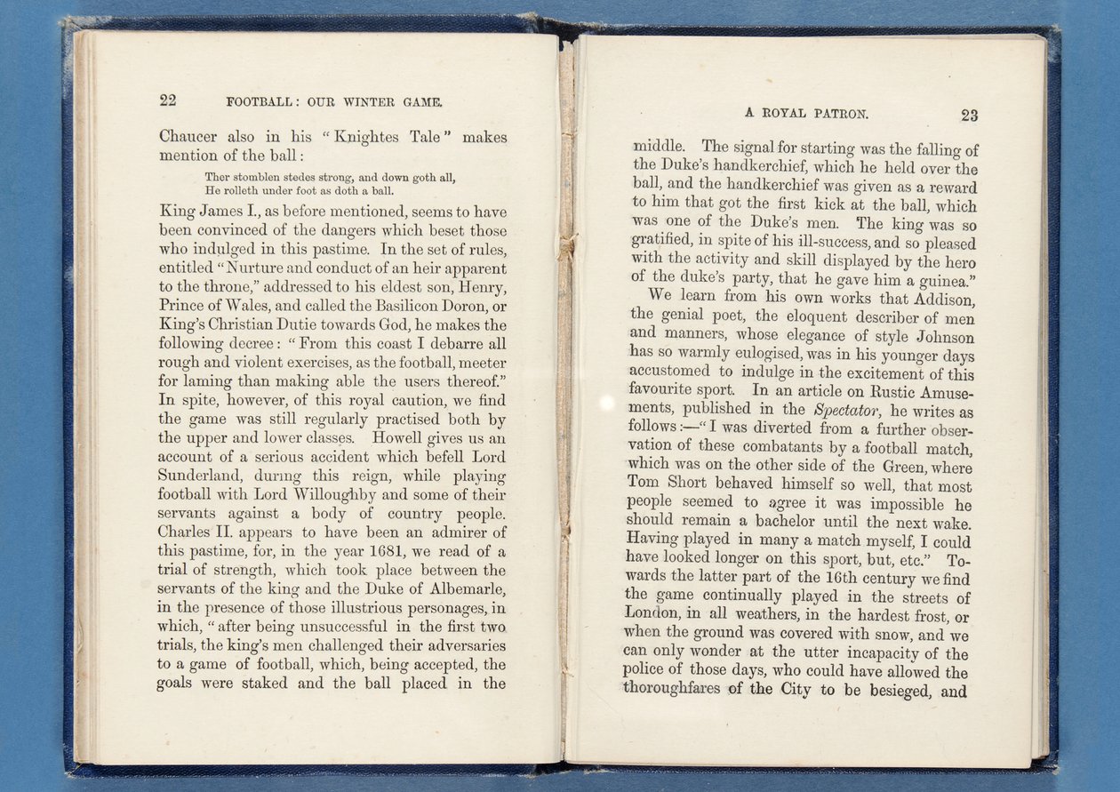 Side fra Football: Our Winter Game, af Charles W. Alcock, 1874 (se også 315143-4) af English School