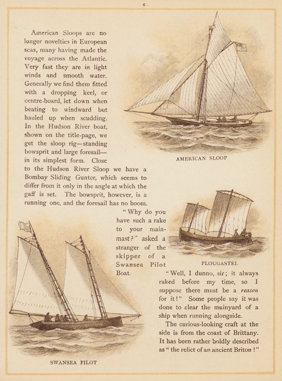 Side fra The Boats of the World, slutningen af det 19. århundrede (farvelitografi) af English School