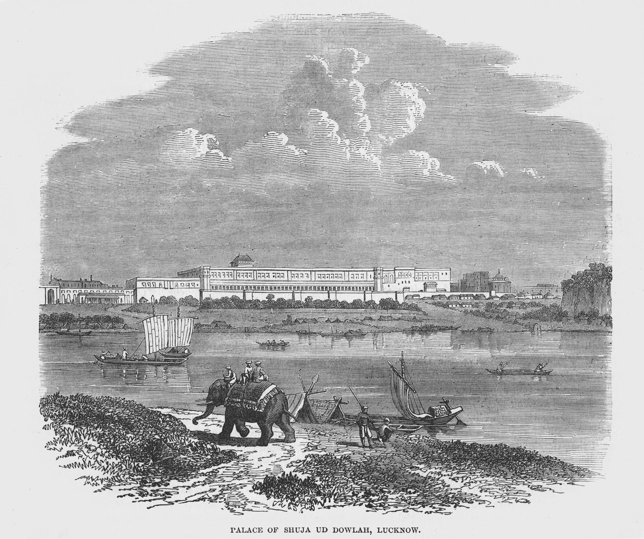 Palace of Shuja Ud Dowlah, Lucknow (gravering) af English School