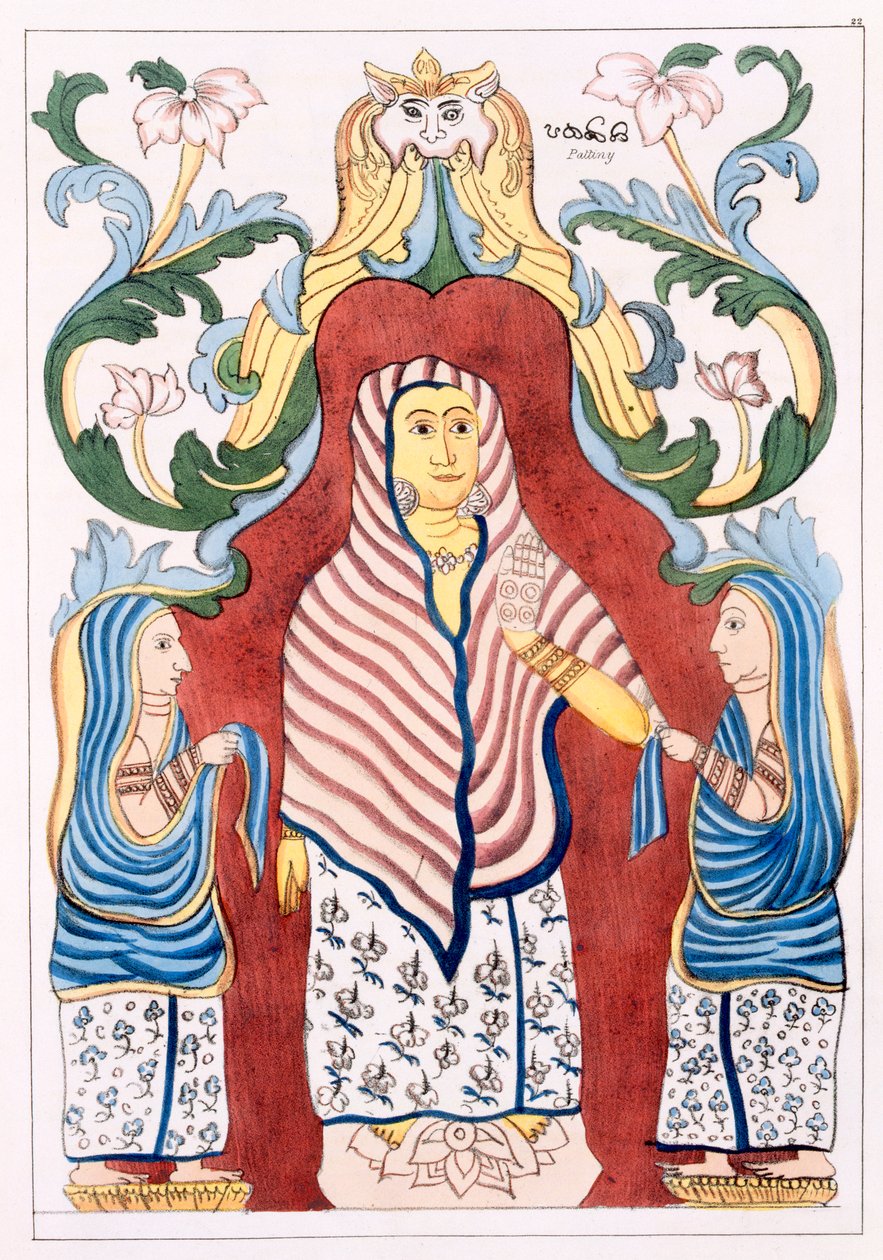 Pattinee Dewa, Four Hill Guards, fra The History and Doctrin of Buddhism af Edward Upham, 1829 af English School