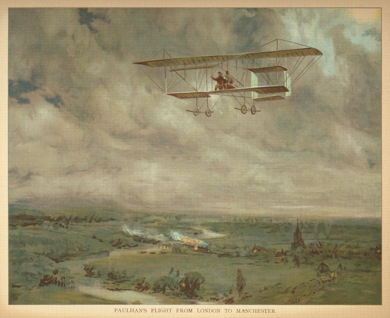"Paulhans fly fra London til Manchester." Lille folks bog over luftskibe. London: Ernest Nister, [1912] af English School