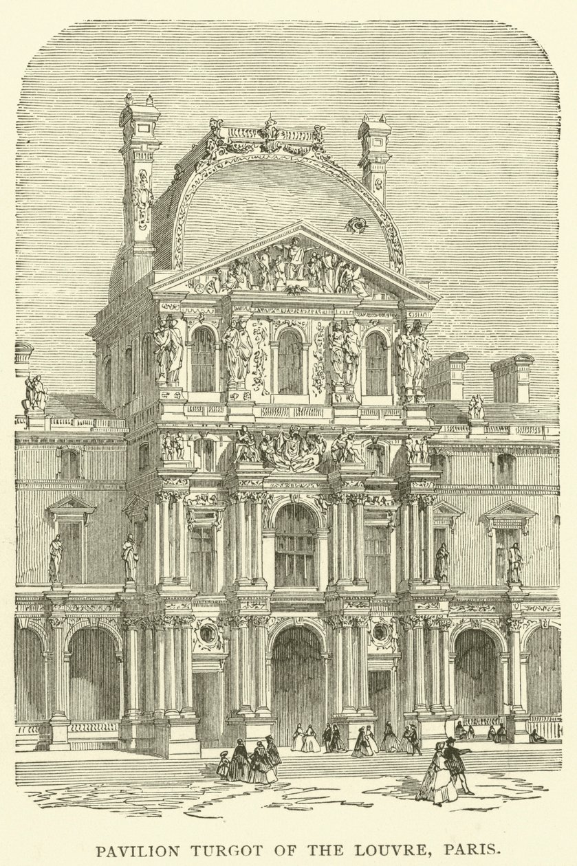 Pavillon Turgot på Louvre, Paris (kobberstik) af English School