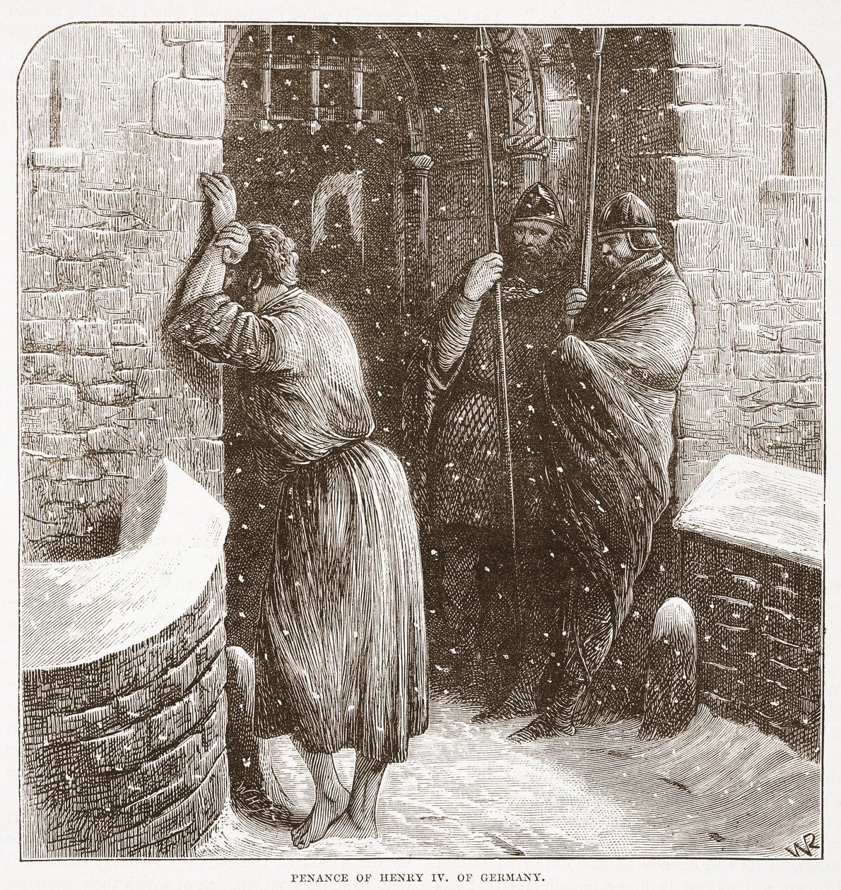 Penance of Henry IV of Germany, illustration fra The History of Protestantism af James Aitken Wylie (1808-1890), pub. 1878 af English School