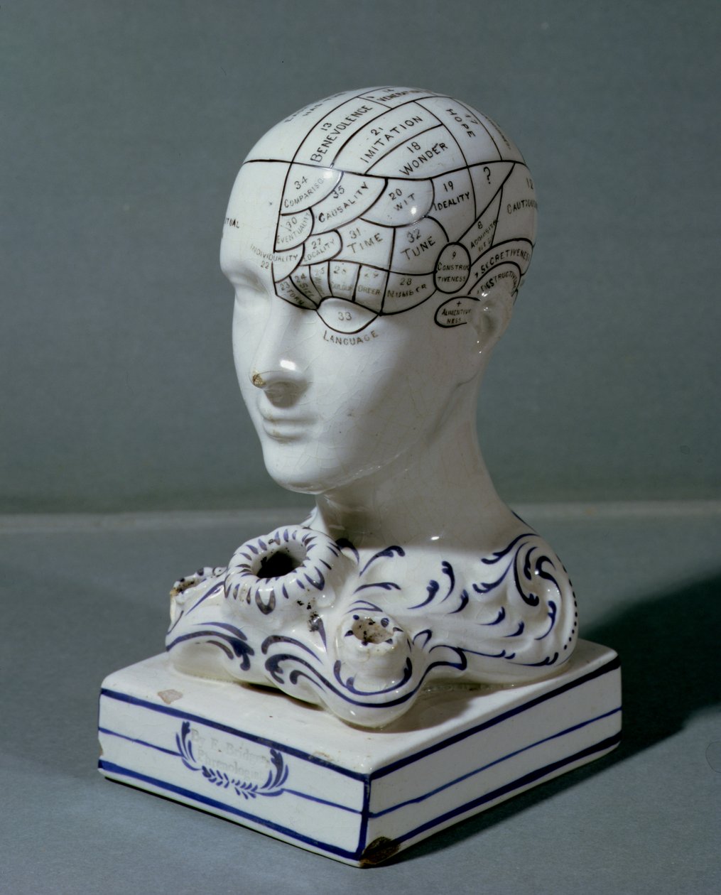 Frenologisk hoved af Dr. Frederick Bridges (porcelæn) af English School