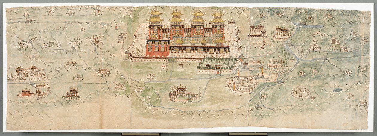 Billedkort over det centrale Tibet i 7 sektioner af English School