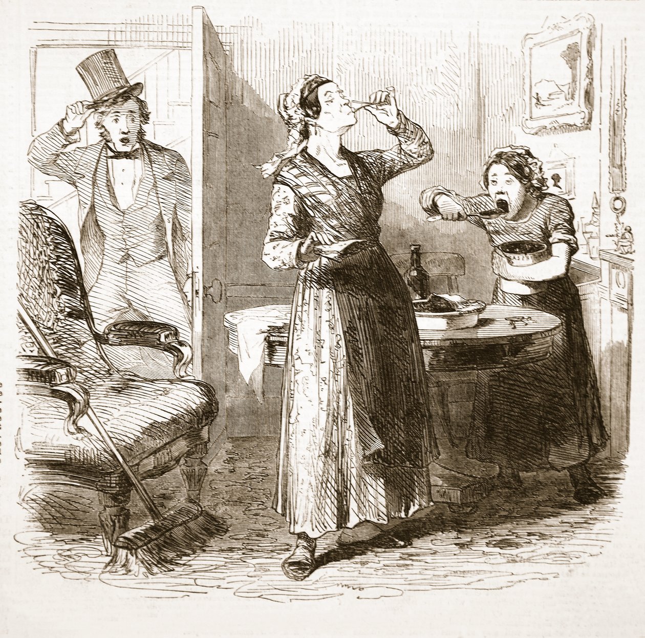 Maleriske Sketches of London: The Lodging House, fra The Illustrated London News, 1849 af English School