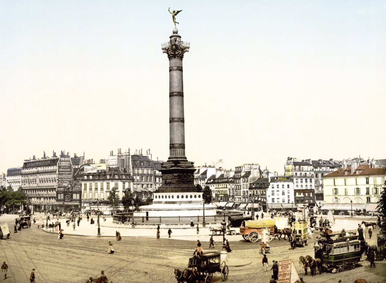 Place de la Bastille, Paris (håndfarvet foto) af English School