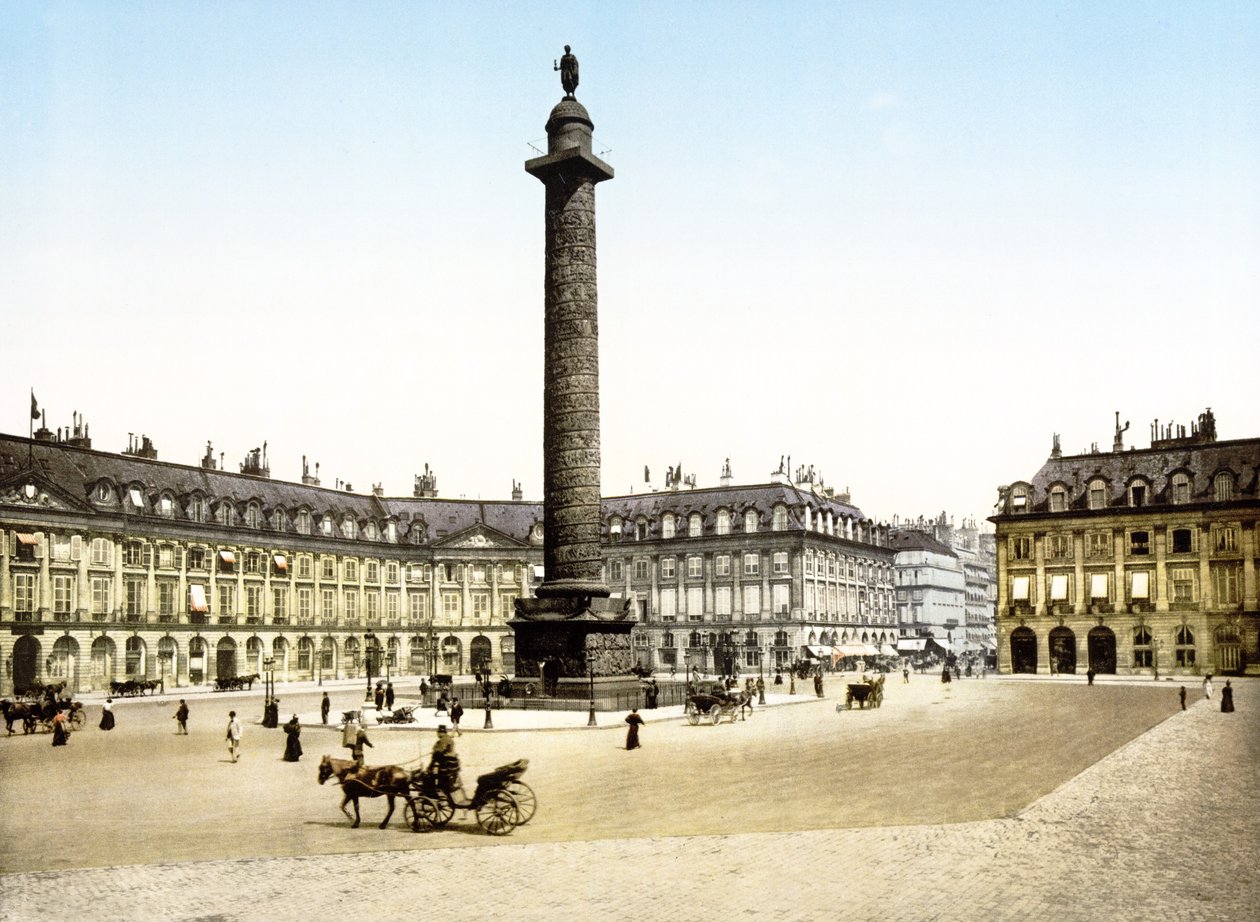 Place de la Colonne Vendome, Paris (håndfarvet foto) af English School