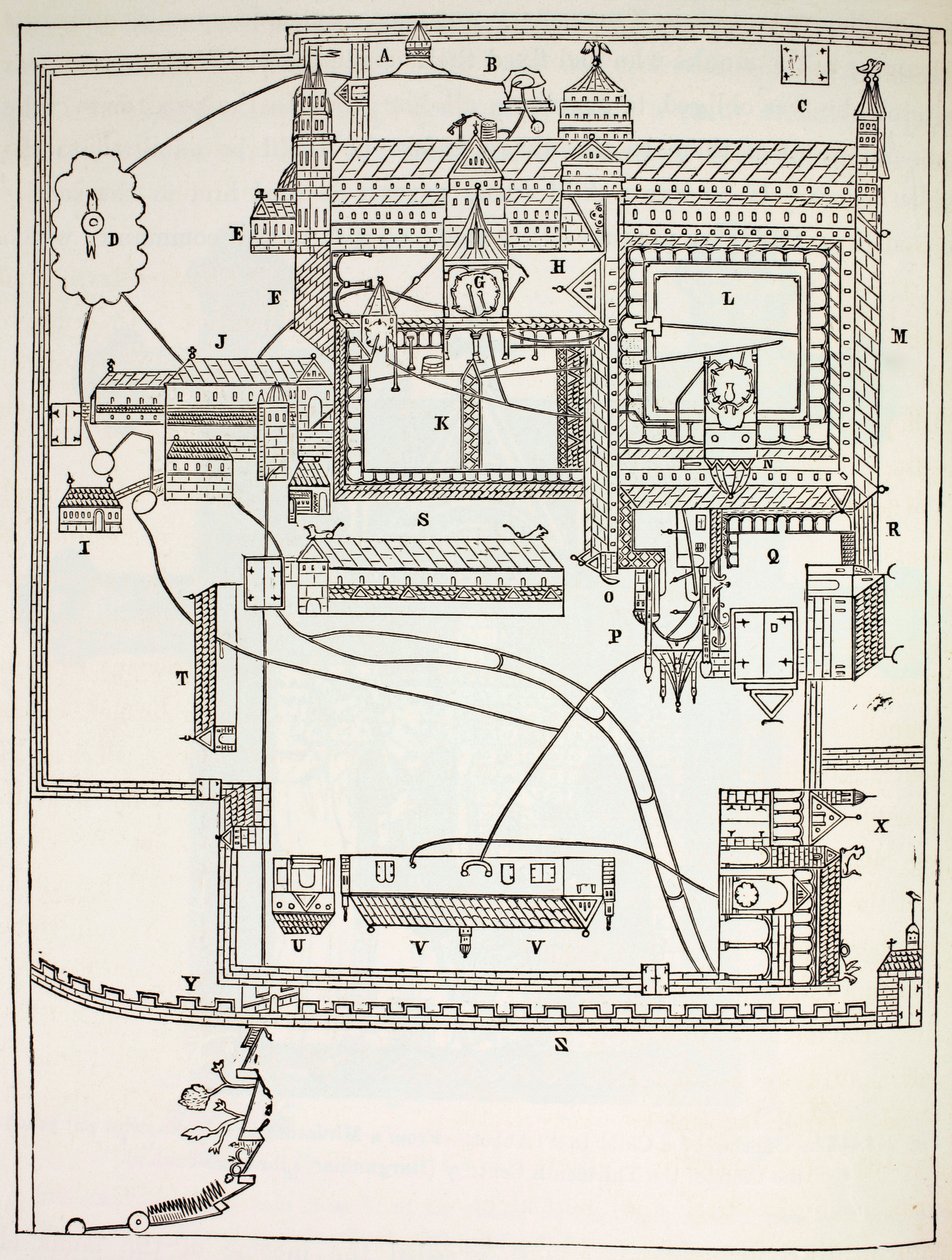 Plan over Benediktinerklosteret i Canterbury af English School