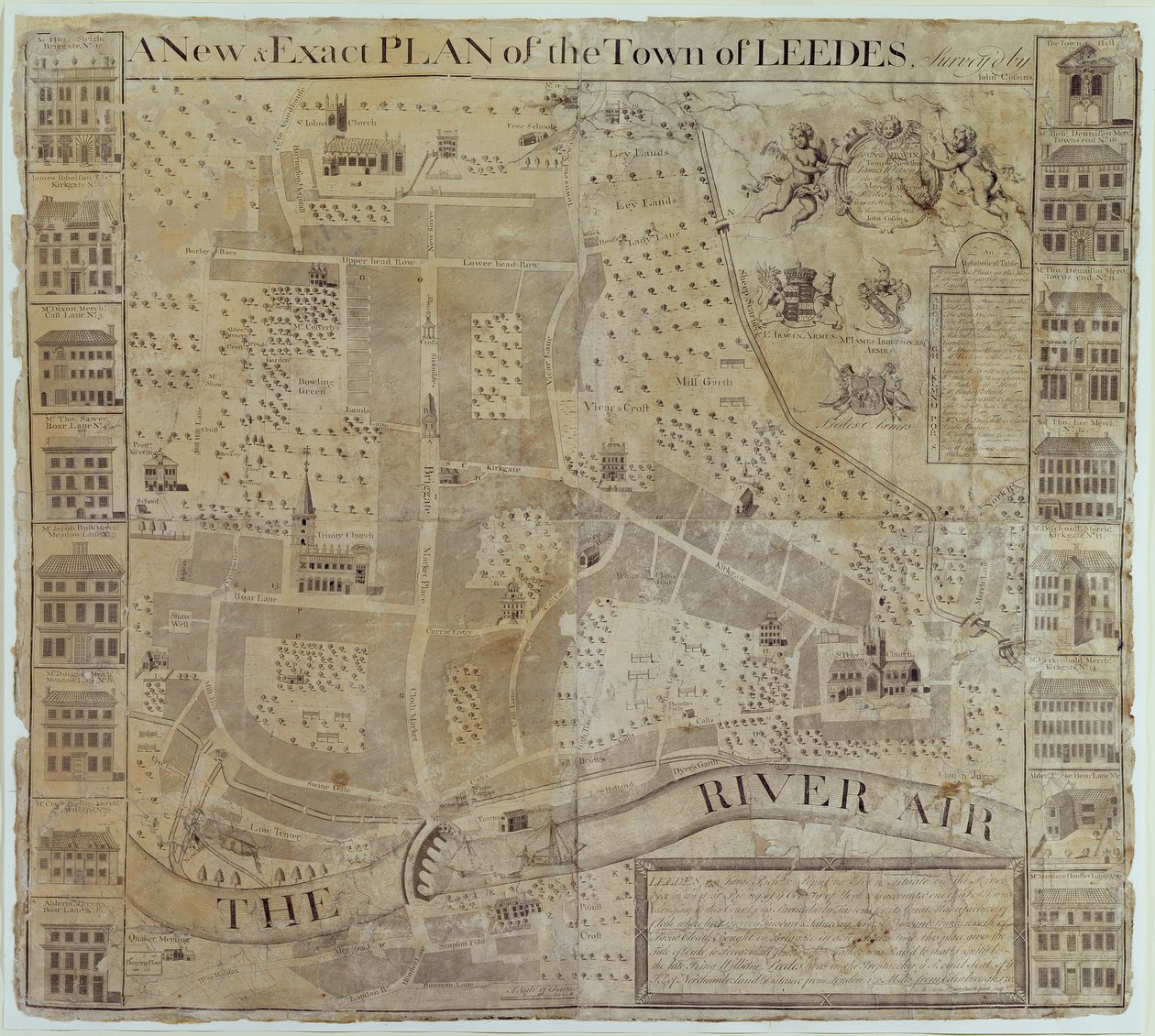 Plan of Leeds, opmålt af John Cossins, ca. 1730 af English School