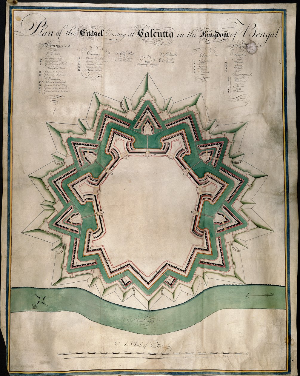 Plan over citadellet i Calcutta og Fort William, East India Company