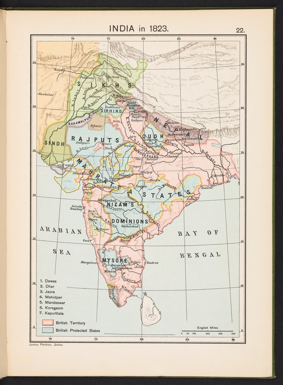 Tallerken fra Historical Atlas of India af Charles Joppen af English School