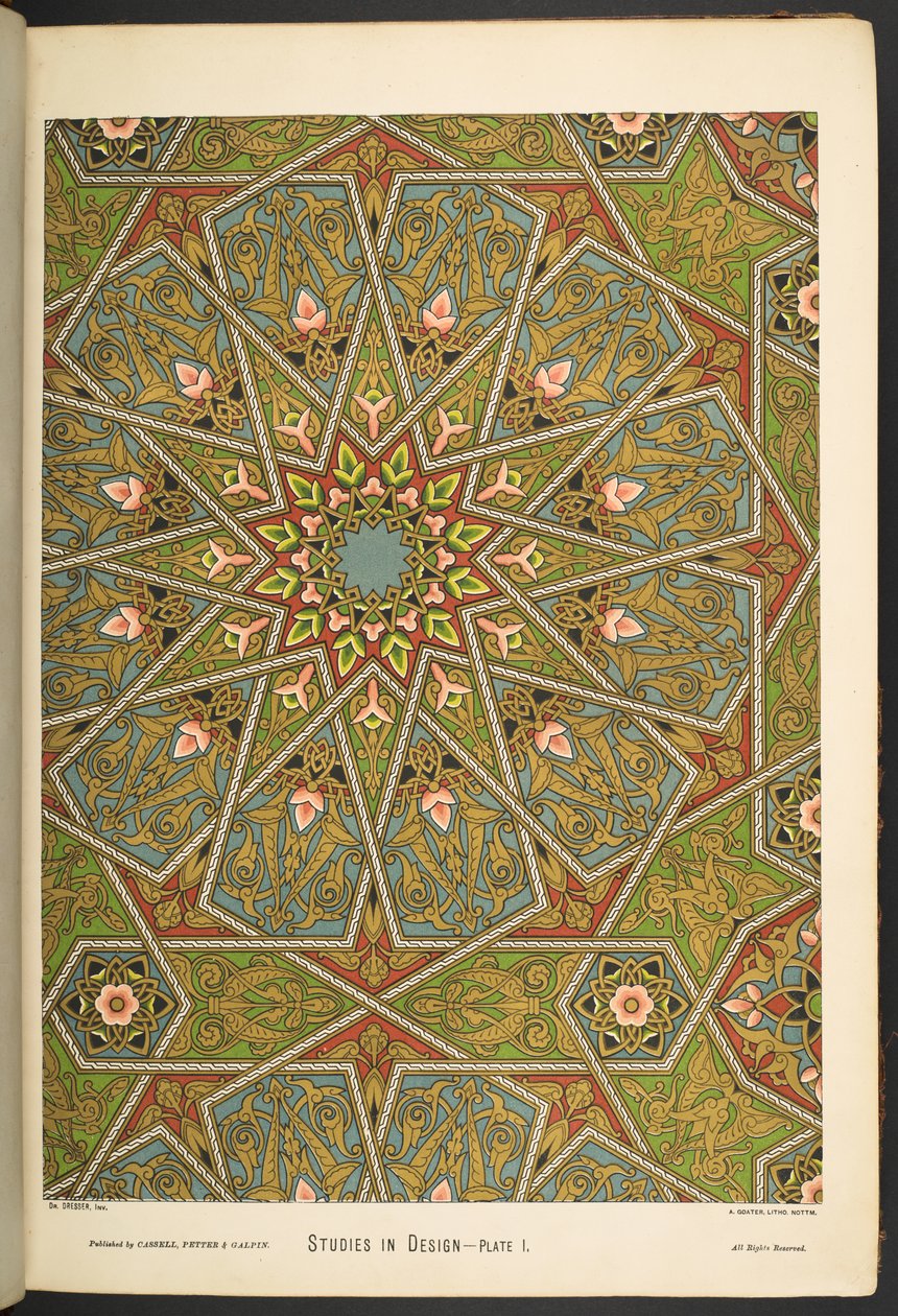 Plade i  , fra Studier i Design. [60 farvede plader.] af English School