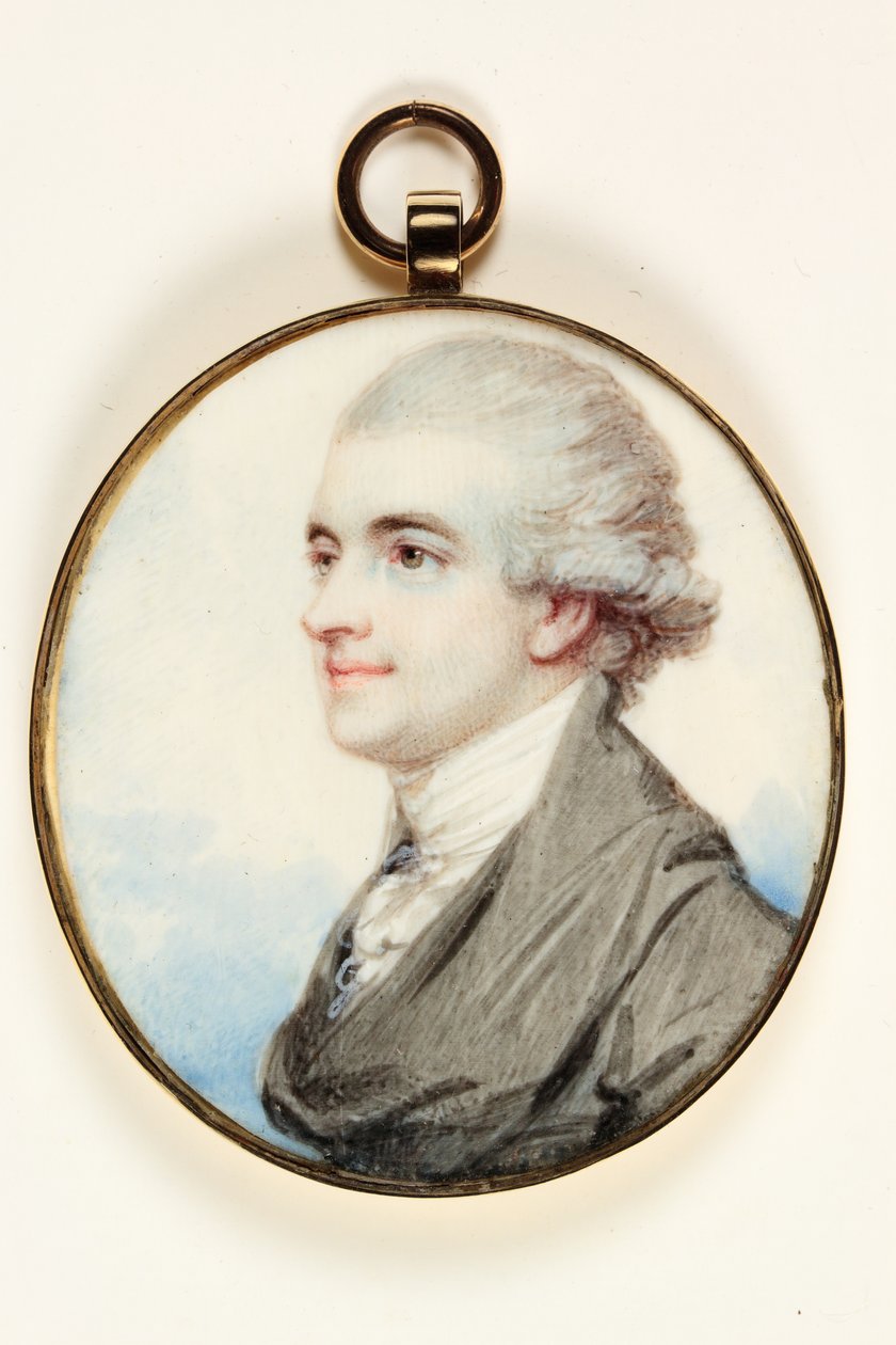 Portræt af Lord Edward Charles Cavendish Bentinck (akvarel på elfenben) af English School