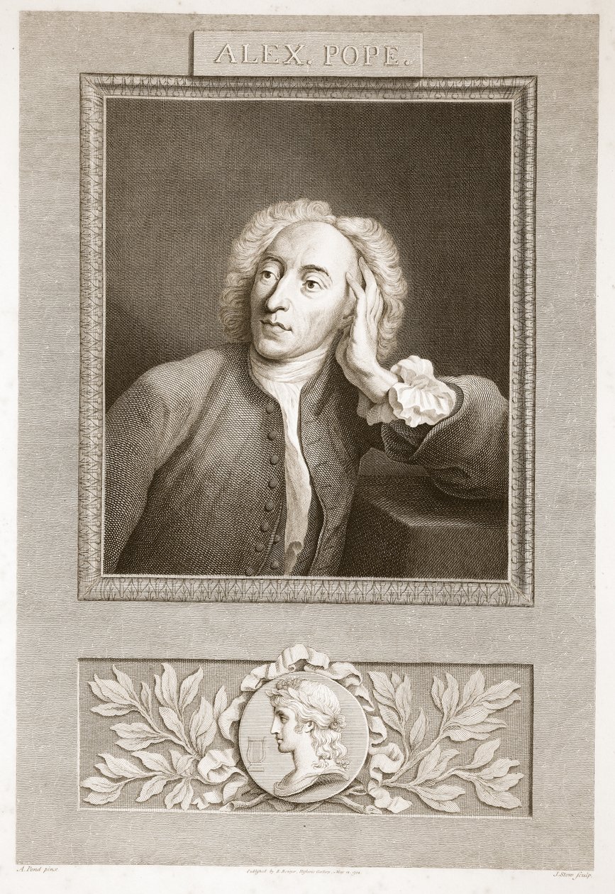 Portræt af Alexander Pope, illustration fra David Humes The History of England, pub. af R. Bowyer, London, 1812 af English School
