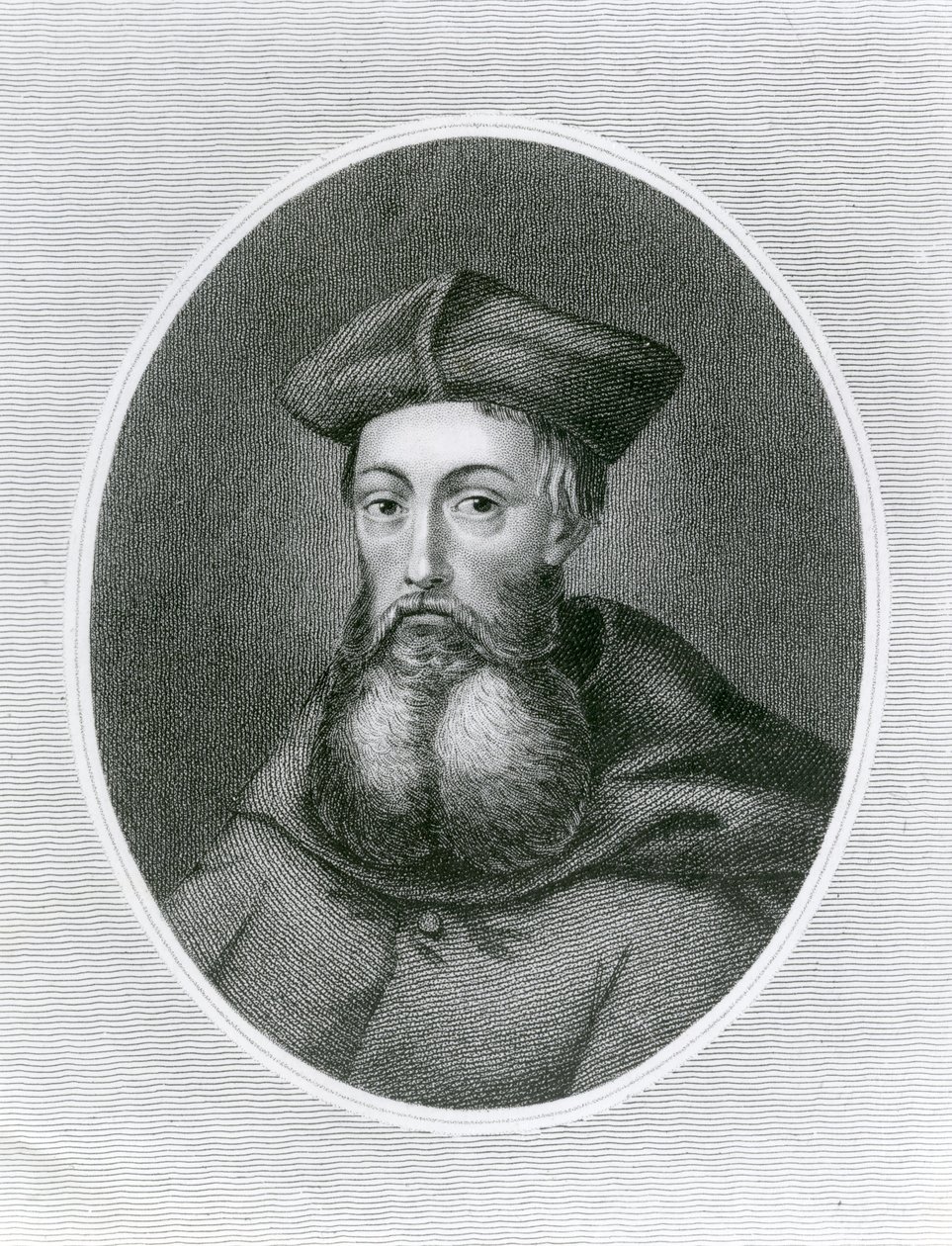 Portræt af kardinal Reginald Pole (1500-58) (gravering) af English School