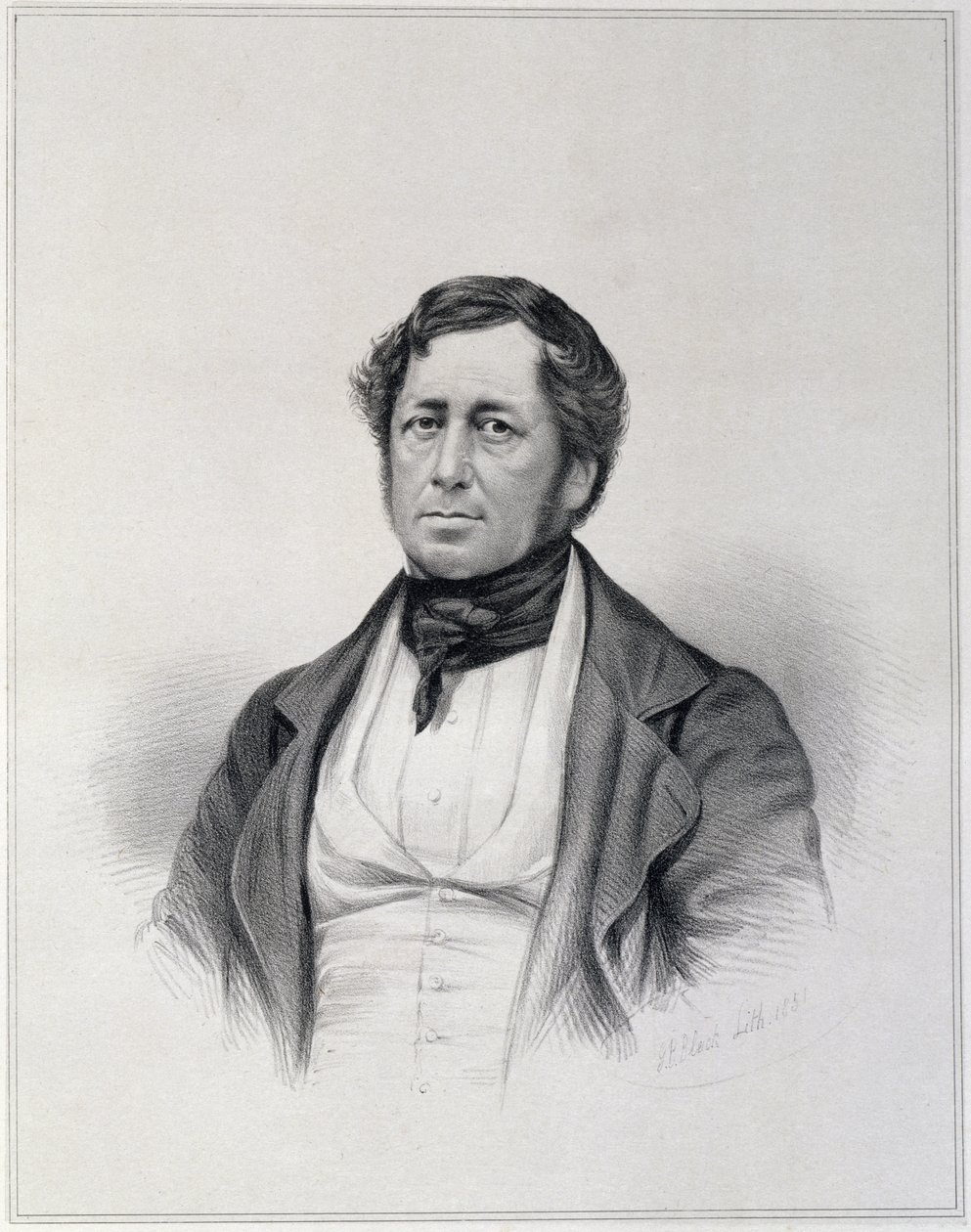 Portræt af Charles Joseph Hullmandel (1789-1850), indgraveret af G.B. Bleck, 1851 af English School